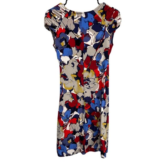 Alfani Multicolor Floral Cap Sleeve Dress Side Knot Detail Sz XS - Picture 2 of 9